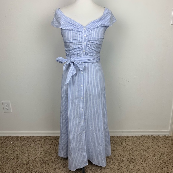 Zara Dresses & Skirts - Zara Blue & White Button Down Striped Maxi Dress
